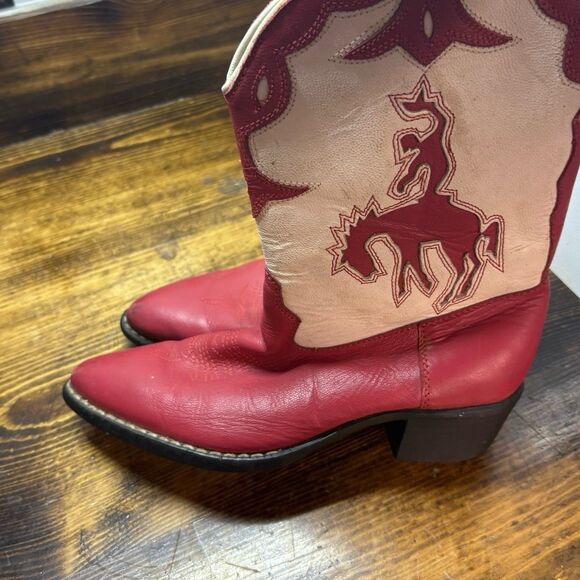 Cimarron Red And White Cowboy Boots Size 2.5 - Picture 2 of 11